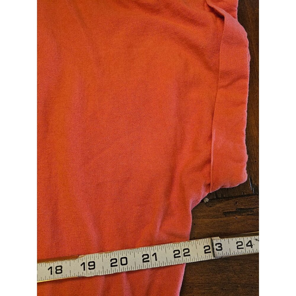 Briggs Sunset Orange Linen Blend Shift Dress XL Knee-Length Short Sleeve V-Neck - Picture 5 of 8